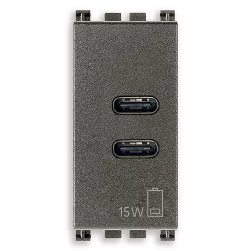 Vimar - 19292.CC.M - Alimentation USB C+C 15W 3A 5V 1M Metal