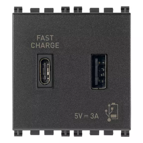Vimar - 19295.AC.AB - Μονάδα ισχύος USB A+C 15W3A5V 2Mαντιβ.γκ