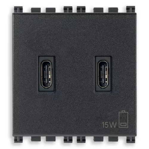 Vimar - 19295.CC - C+C-USB supply unit 15W 3A 5V 2M grey