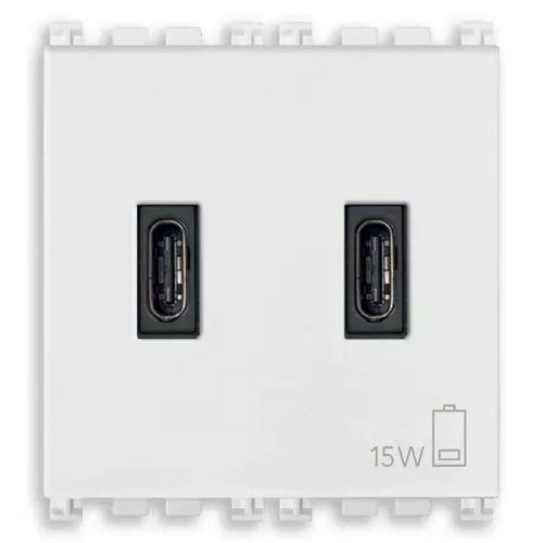 Vimar - 19295.CC.B - Alimentation USB C+C 15W 3A 5V 2M blanc