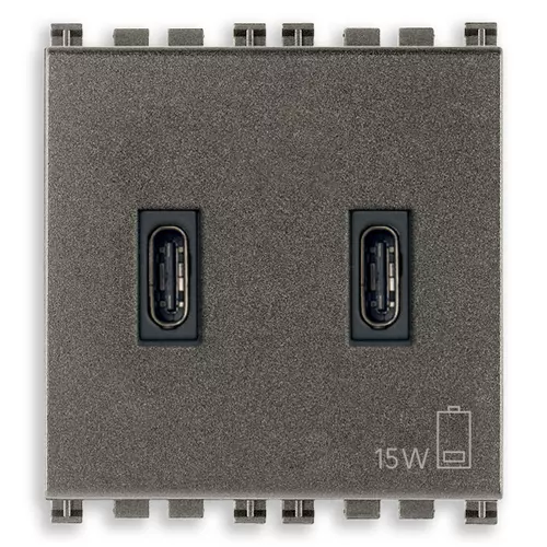 Vimar - 19295.CC.M - Alimentation USB C+C 15W 3A 5V 2M Metal