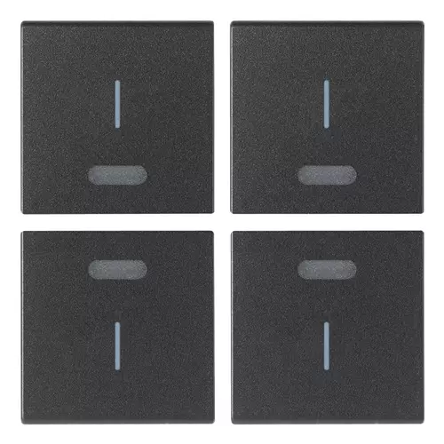 Vimar - 19841.1 - Four half-buttons 1M I symbol grey