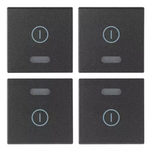 Vimar - 19841.2 - Four half-buttons 1M I/O symbols grey