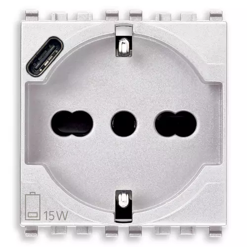 Vimar - 20210.USB.B - Πρίζα 2P+E 16A Universal+USB-C λευκή