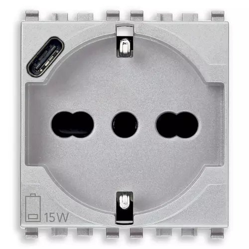 Vimar - 20210.USB.N - Πρίζα 2P+E 16A Universal+USB-C Next