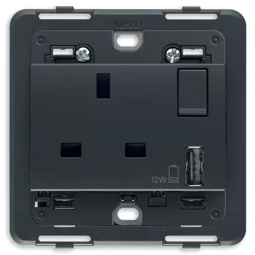 Vimar - 20223.A - Πρίζα 2P+E 13A BS+διακ.+USB-A γκρί