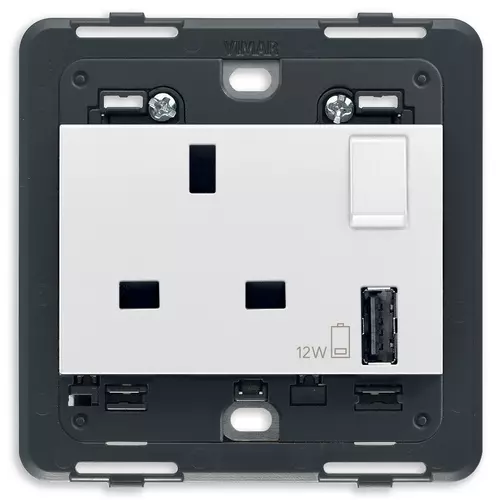 Vimar - 20223.A.B - Πρίζα 2P+E 13A BS+διακ.+USB-A λευκό