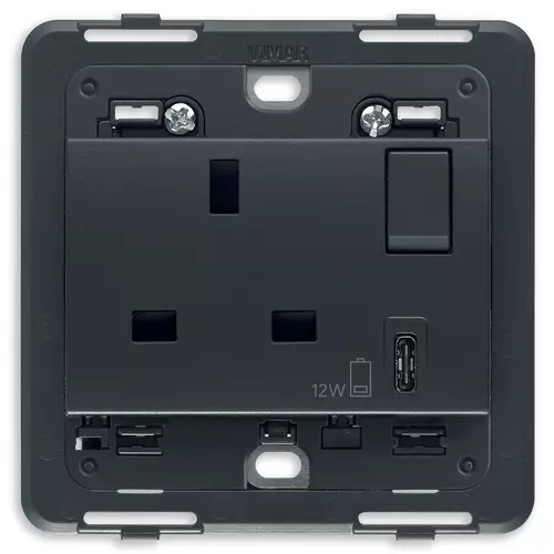 Vimar - 20223.C - Πρίζα 2P+E 13A BS+διακ.+USB-C γκρί