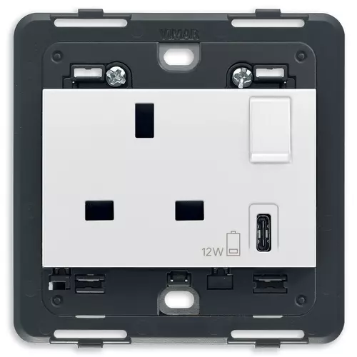 Vimar - 20223.C.B - Πρίζα 2P+E 13A BS+διακ.+USB-C λευκό