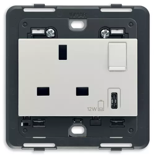 Vimar - 20223.C.N - Πρίζα 2P+E 13A BS+διακ.+USB-C Next