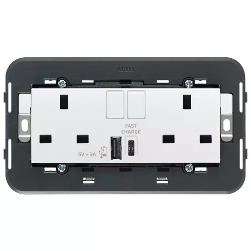 Vimar - 20224.AC.B - 2 2P+E13ABS socket+switch+A/C-USB white