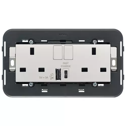 Vimar - 20224.AC.N - 2 2P+E13ABS socket+switch+A/C-USB Next