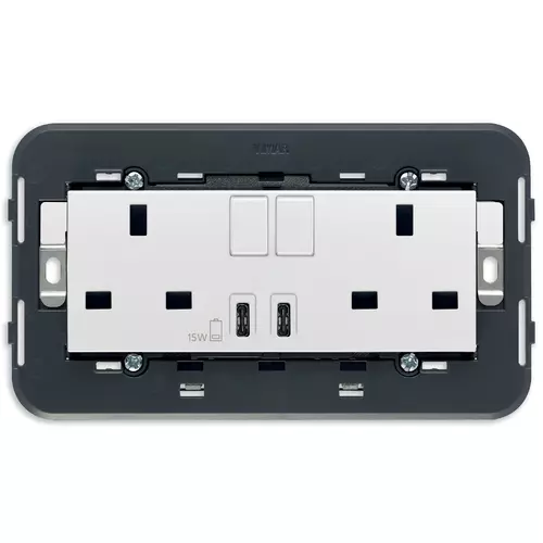 Vimar - 20224.CC.B - 2xΠρίζα2P+E 13ABS+διακ.+USBC/C λευκό