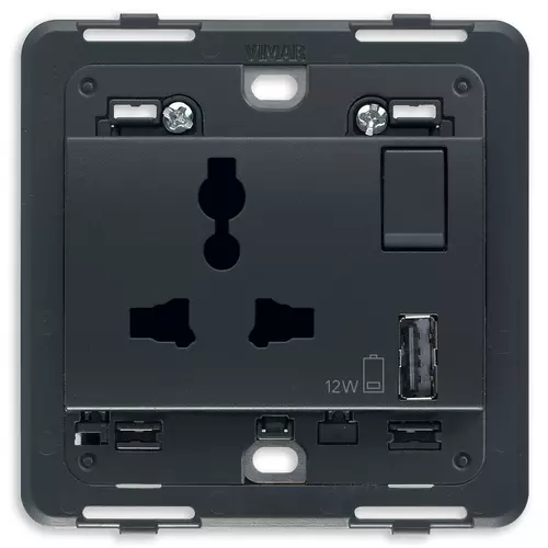 Vimar - 20266.A - Toma SICURY 2P+T 13A multiestd. USBA gri