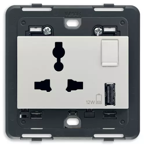 Vimar - 20266.A.N - Prise SICURY 2P+T 13A multistd. USBA Nex