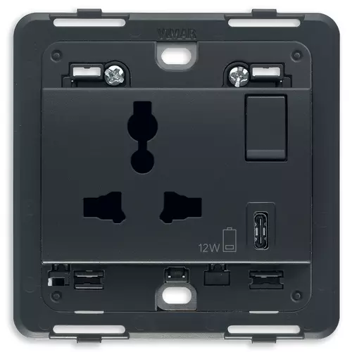 Vimar - 20266.C - Prise SICURY 2P+T13A mult.+USB C gris