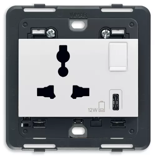 Vimar - 20266.C.B - Prise SICURY 2P+T13A mult.+USB C blanc