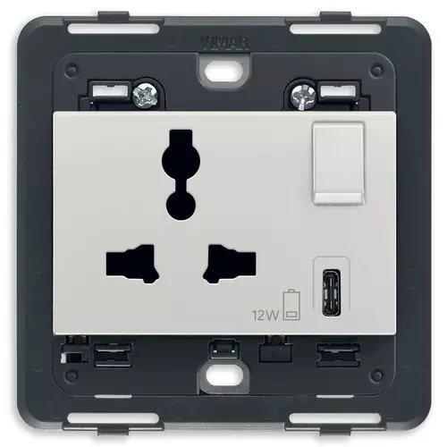 Vimar - 20266.C.N - Prise SICURY 2P+T13A mult.+USB C Next