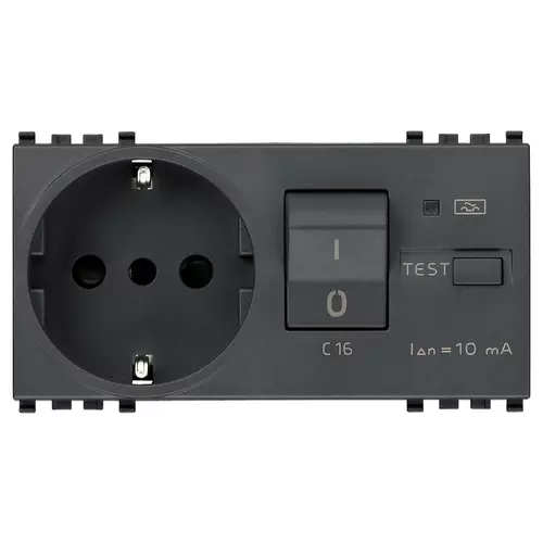 Vimar - 20286 - 2P+E 16A P30 outlet+C16 RCBO grey