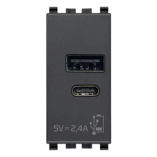 Vimar - 20292.AC - Alimentatore USB A+C 5V 2,4A 1M grigio