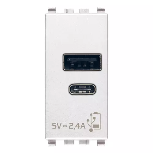 Vimar - 20292.AC.B - Alimentation USB A+C 12W2,4A5V 1M blanc