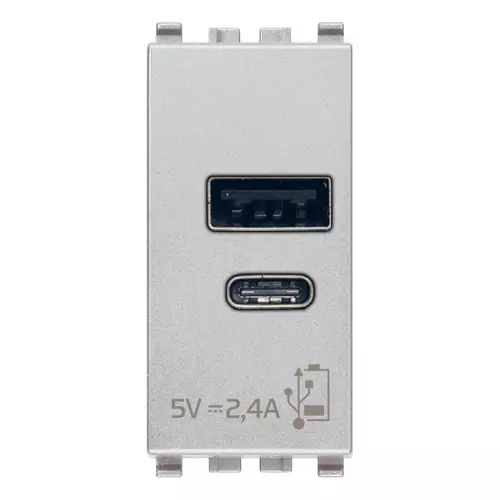 Vimar - 20292.AC.N - Alimentatore USB A+C 12W2,4A5V 1M Next
