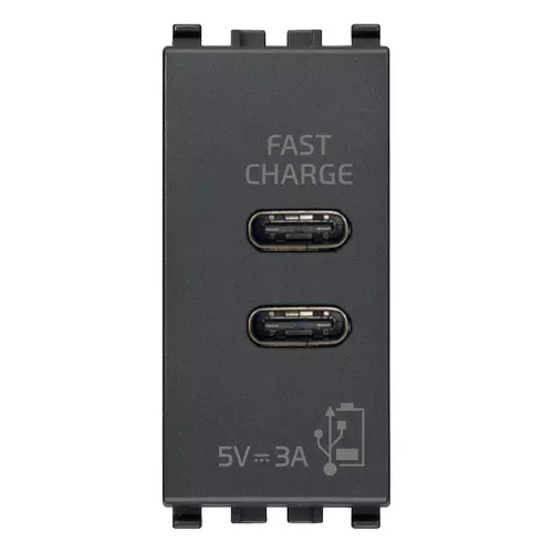 Vimar - 20292.CC - Alimentatore USB C+C 5V 3A 1M grigio