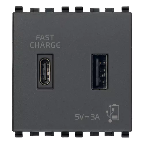Vimar - 20295.AC - USB-Netzgerät A+C 15W 3A 5V 2M grau