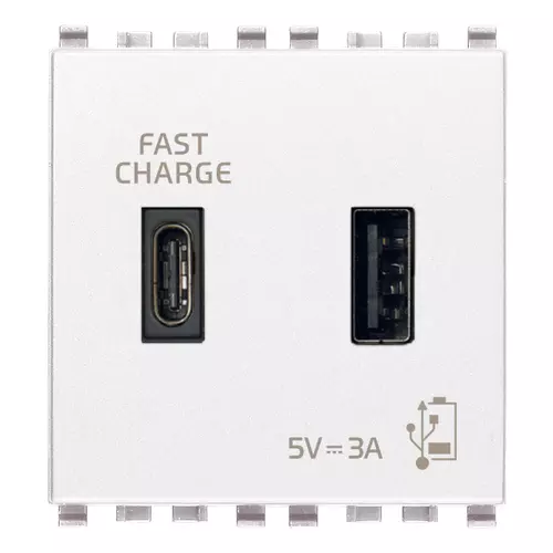 Vimar - 20295.AC.B - A+C-USB supply unit 5V 3A 2M white