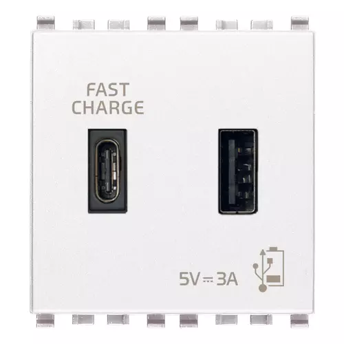 Vimar - 20295.AC.B - USB-Netzgerät A+C 15W 3A 5V 2M weiß