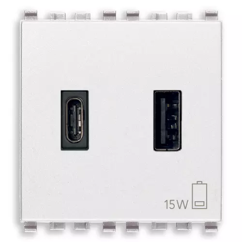 Vimar - 20295.AC.B - A+C-USB supply unit 15W 3A 5V 2M white