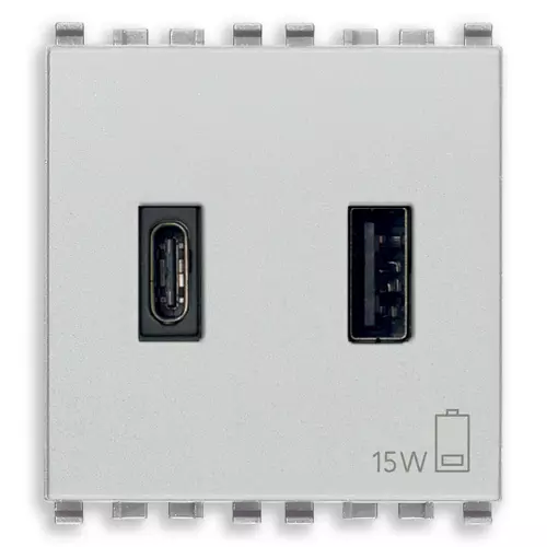 Vimar - 20295.AC.N - Alimentation USB A+C 15W 3A 5V 2M Next