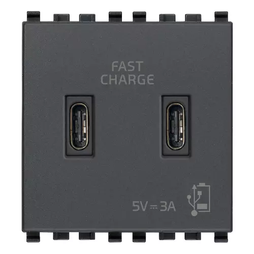 Vimar - 20295.CC - C+C-USB supply unit 15W 3A 5V 2M grey