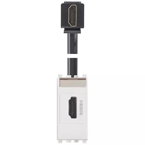 Vimar - 20346.H.B - Prise HDMI 2.1b avec câble à 90° blanc