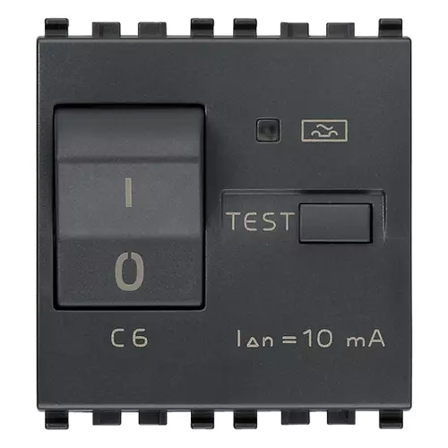 Vimar - 20411.06 - 1P+N C6 10mA RCBO grey