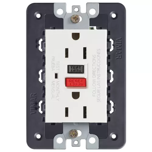 Vimar - 21296.B - Two 2P+E 15A USA outlet with GFCI white