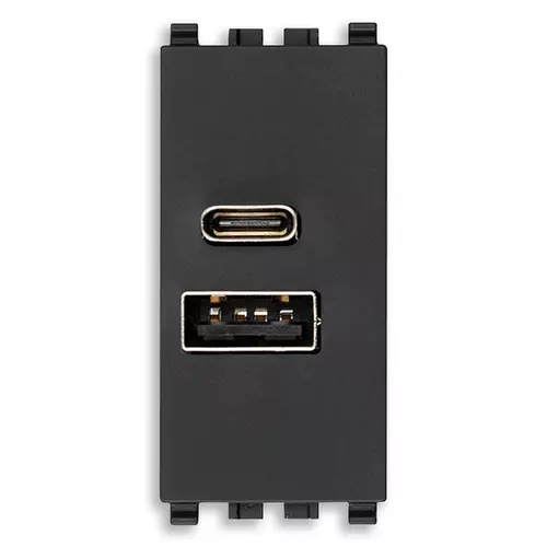 Vimar - 22292.AC.15 - A+C-USB supply unit 5V 3A 15W 1M grey