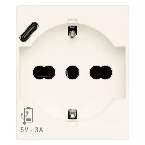 Vimar - 30210.USBB - Presa 2P+T 16A universale + USB C bianco