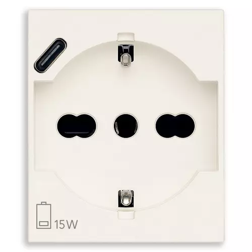 Vimar - 30210.USBB - 2P+E 16A Universal+USB-C outlet white