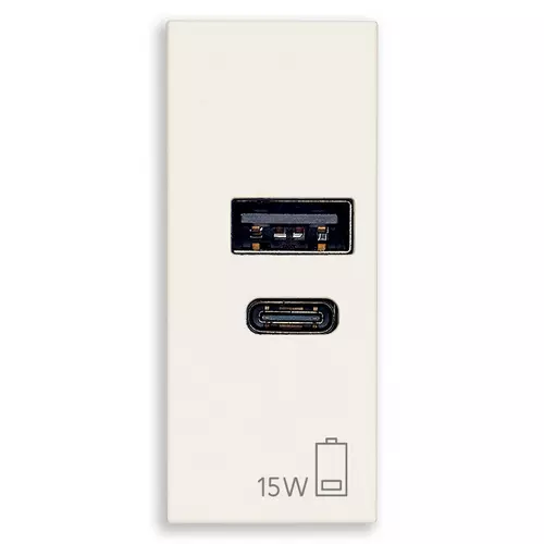 Vimar - 30292.AC15B - A+C-USB power unit 15W 5V 1M white