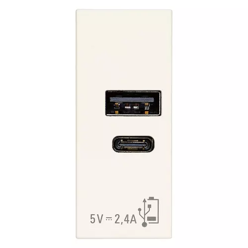 Vimar - 30292.ACB - Alimentatore USB A+C 12W 2,4A 5V bianco