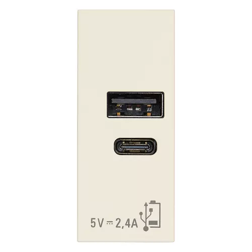 Vimar - 30292.ACC - Alimentatore USB A+C 12W 2,4A 5V canapa