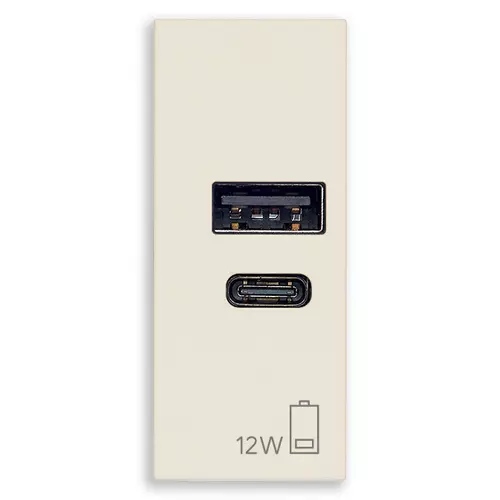 Vimar - 30292.ACC - Μονάδα τροφοδ.USB A+C 12W 2,4A 5Vκάνναβη