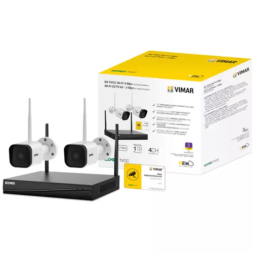 Vimar - 46KIT.036C - Kit Wi-Fi 3Mpx + 2caméras Bullet 3.6mm