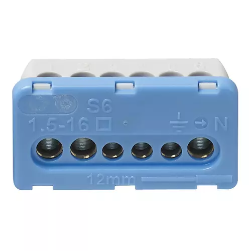 Vimar - V53552 - Terminal block 6 holes blue