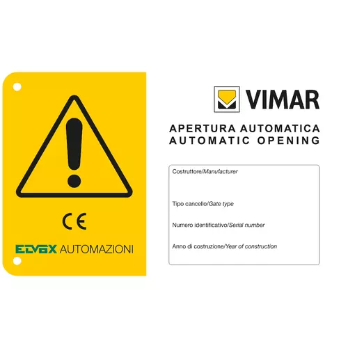 Vimar - ZX20 - Προειδοποιητική πινακίδα επισήμανσης