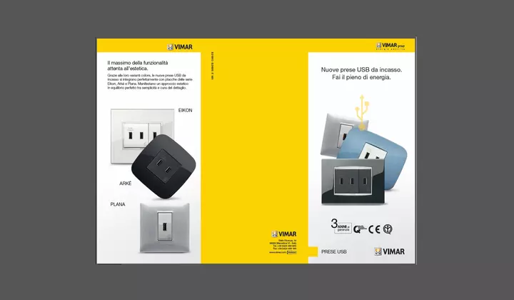 Vimar prese Usb depliant tre ante 