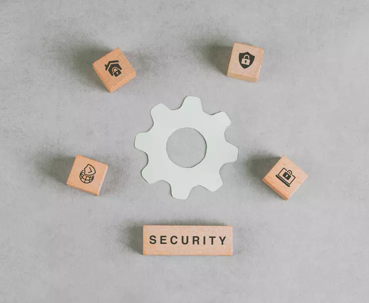 Conceptual Of Security With Wooden Blocks Paper Settings Icon Grlam9Wdwy