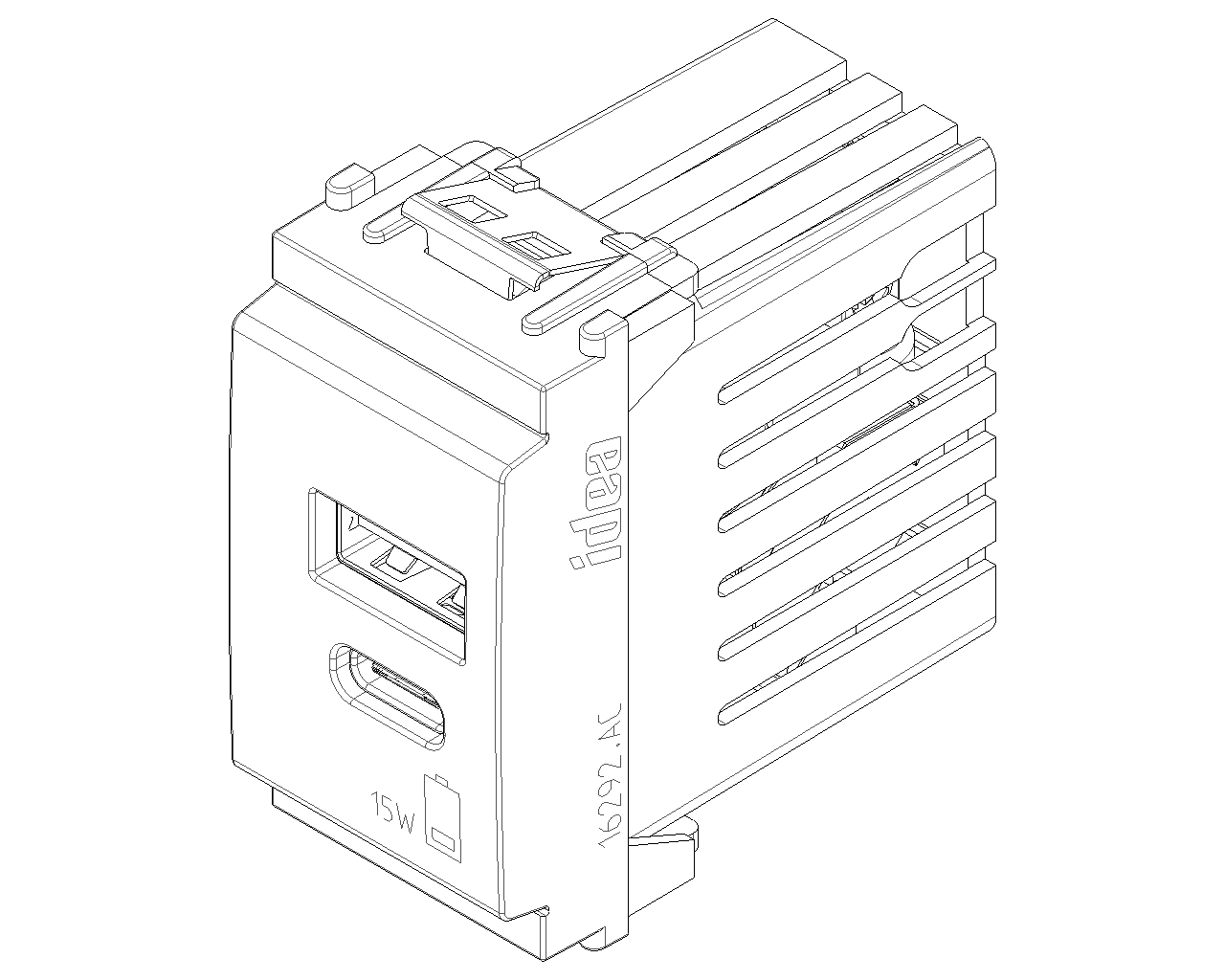 Vimar 30292.AC15G Linea Alimentatore USB 15 W 3 A 5 V per dispositivi elettronici, uscite USB A e USB C Vimar 30292.AC15G Linea Alimentatore USB 15 W 3 A 5 V per dispositivi elettronici, uscite USB A e USB C