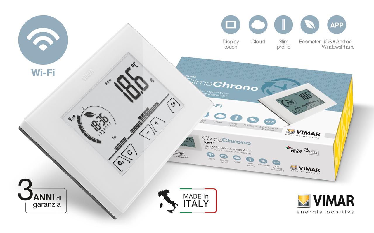 Cronotermostato touch WiFi parete bianco - 02911